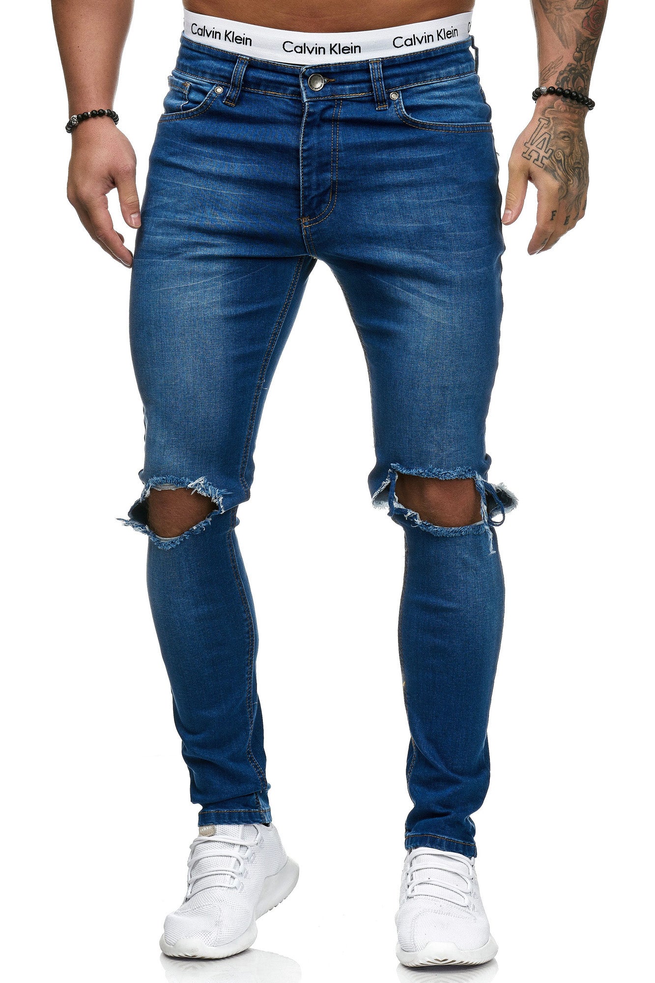 knee distressed jeans mens