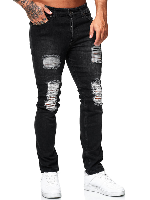 Rezo Ripped Distressed Jeans - Black X65 - FASH STOP