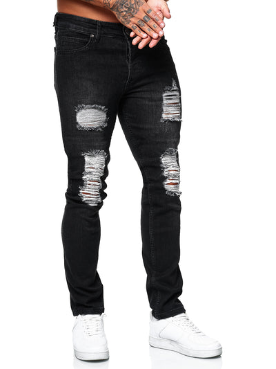 Rezo Ripped Distressed Jeans - Black X65 - FASH STOP