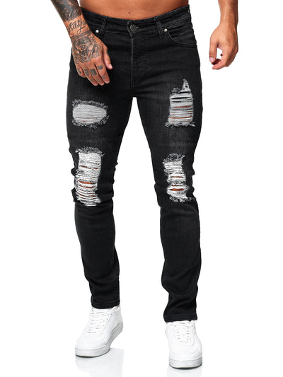 Rezo Ripped Distressed Jeans - Black X65 - FASH STOP