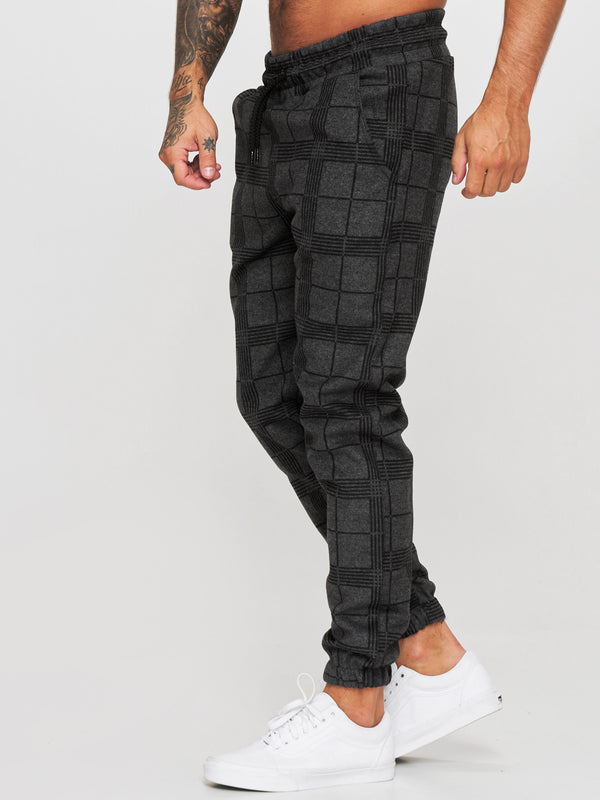 Balo Plaid Sweatpants Joggers - Dark Gray X73A - FASH STOP