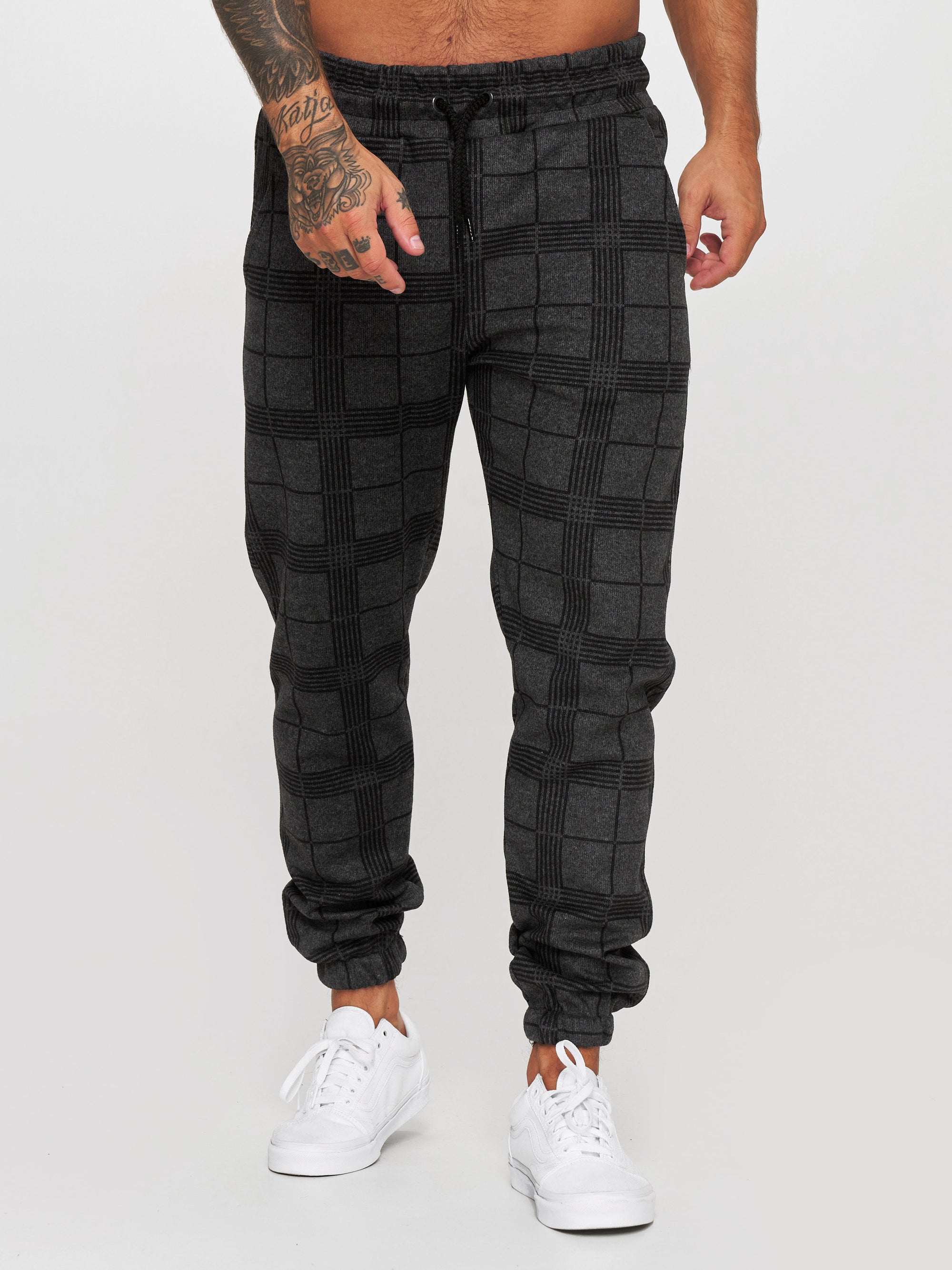 Balo Plaid Sweatpants Joggers - Dark Gray X73A - FASH STOP