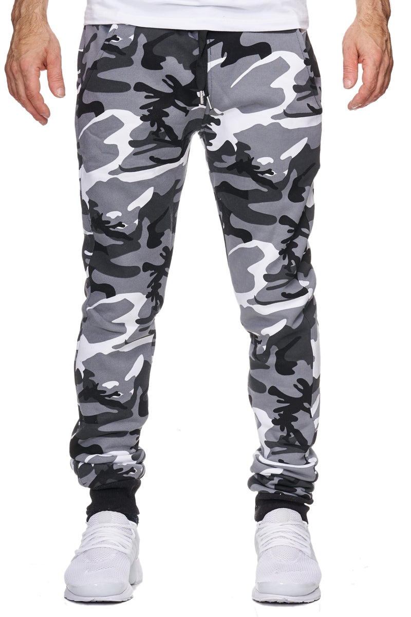 Kams Camo Sweatpants Joggers - Black White Gray X83A - FASH STOP