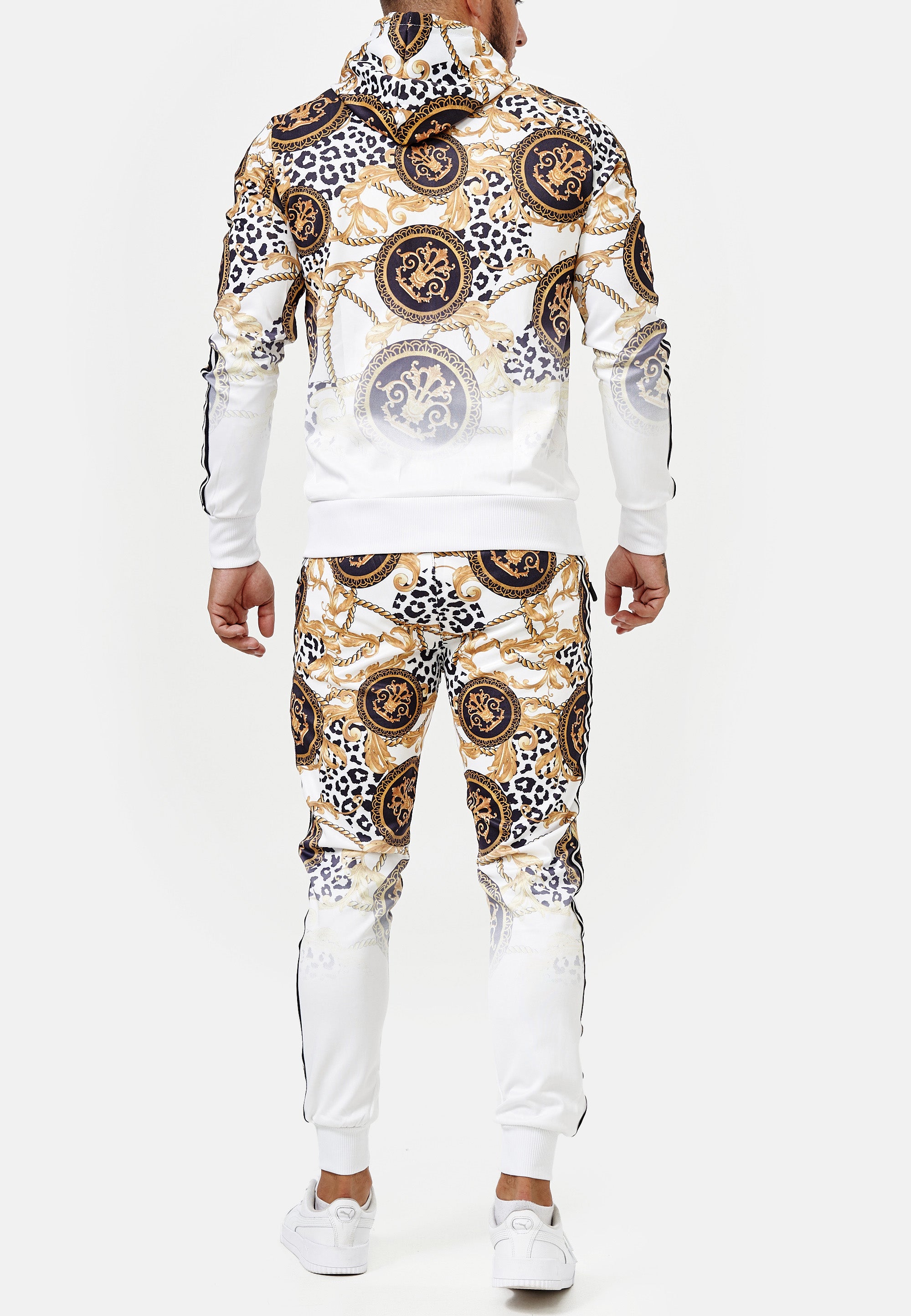 Boss Cheetah Hoodie TrackSuit - White X89A - FASH STOP