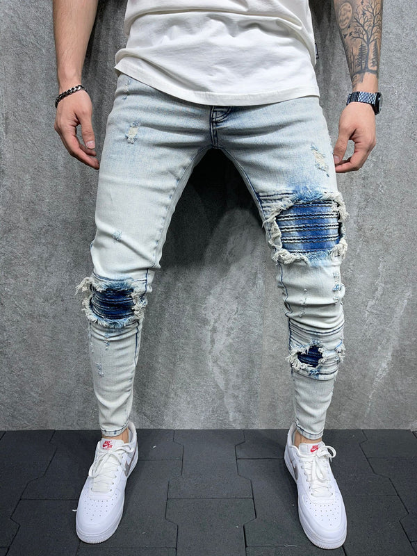 Blown Skinny Ripped Jeans - Washed Blue Y3 - FASH STOP