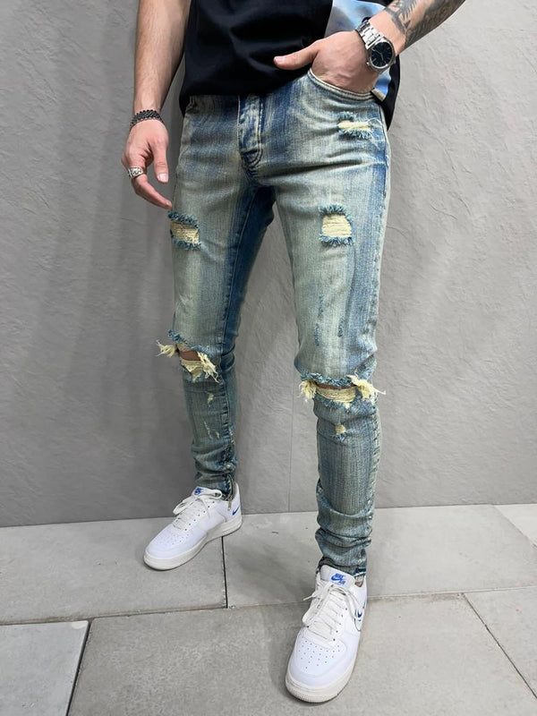 Ritte Slim Fit Ripped Jeans - Blue Y9 - FASH STOP