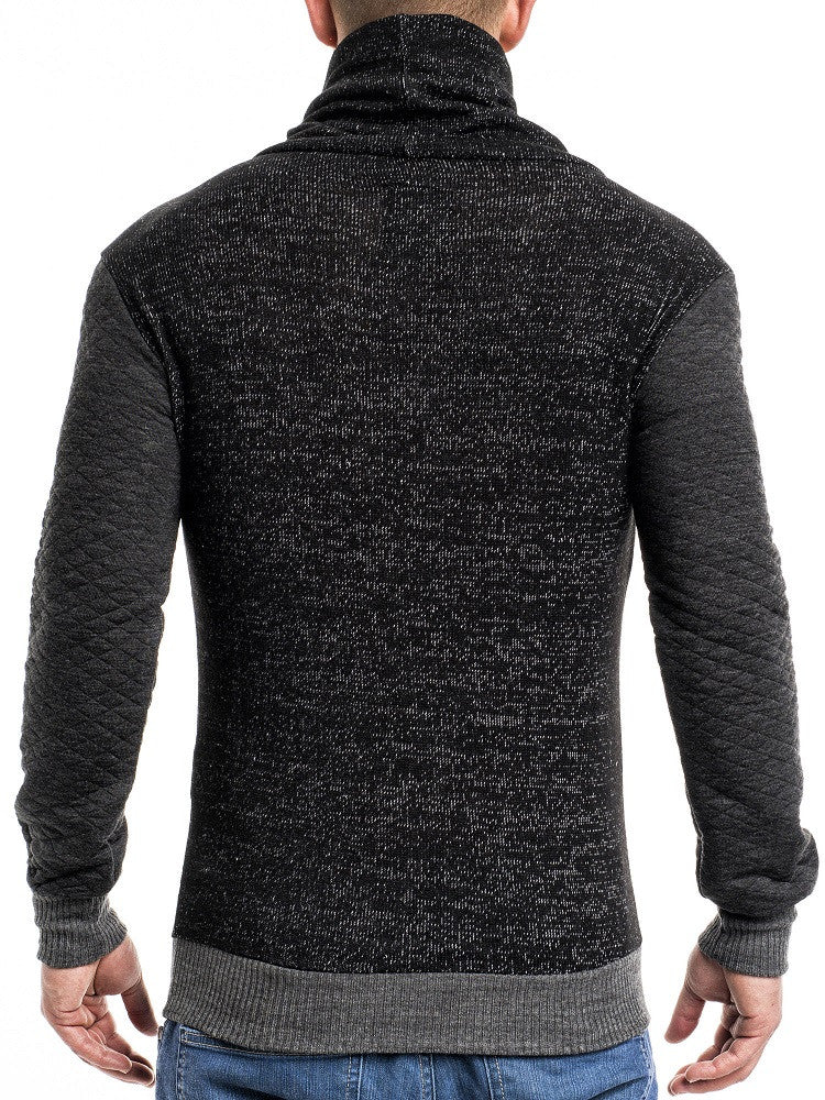 Men Stylish Mock Turtle Neck Pocket Sweater - Black - FASH STOP