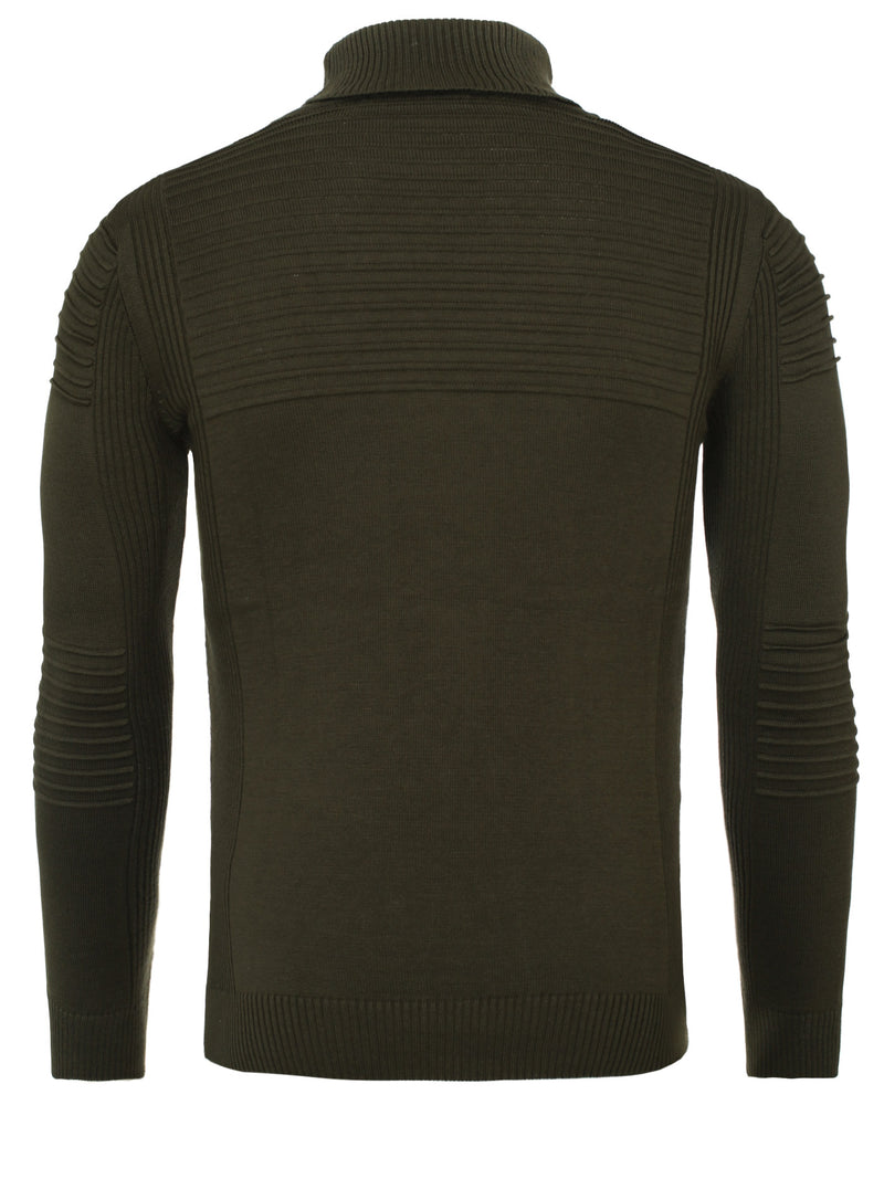 R&R Men Stylish Turtle Neck Ribbed Sweater - Green - FASH STOP