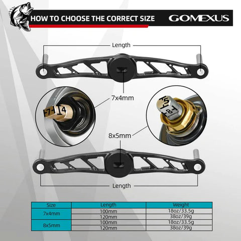 Gomexus Power Handle 7x4mm for Shimano Curado Antares Tranx SLX Baitcaster  120mm