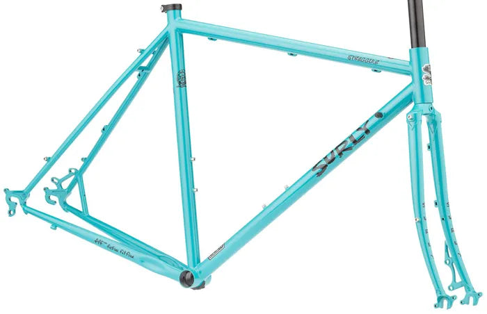Turquoise bicycle frame on a white background