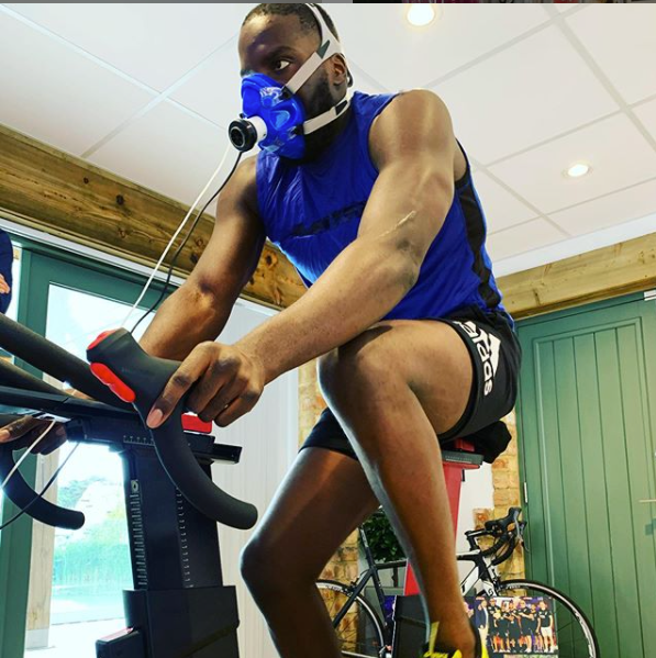 British professional boxer Lawrence Okolie being put through his paces on the AtomX at Scott Robinson Nutrition