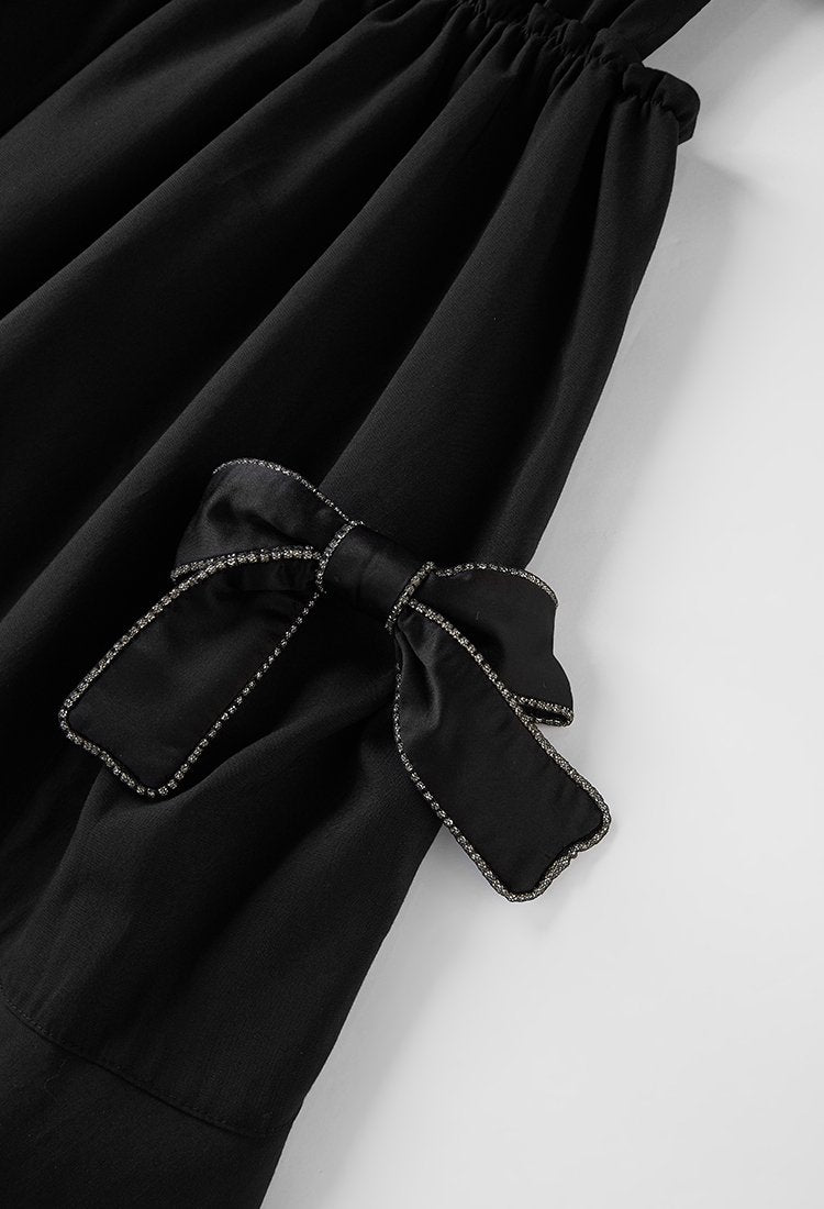 Black Bowknot Suspenders Dress