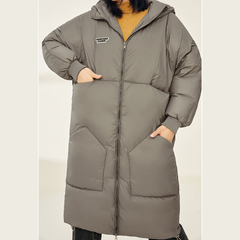 Green Hooded Thick Bubble Coat Women