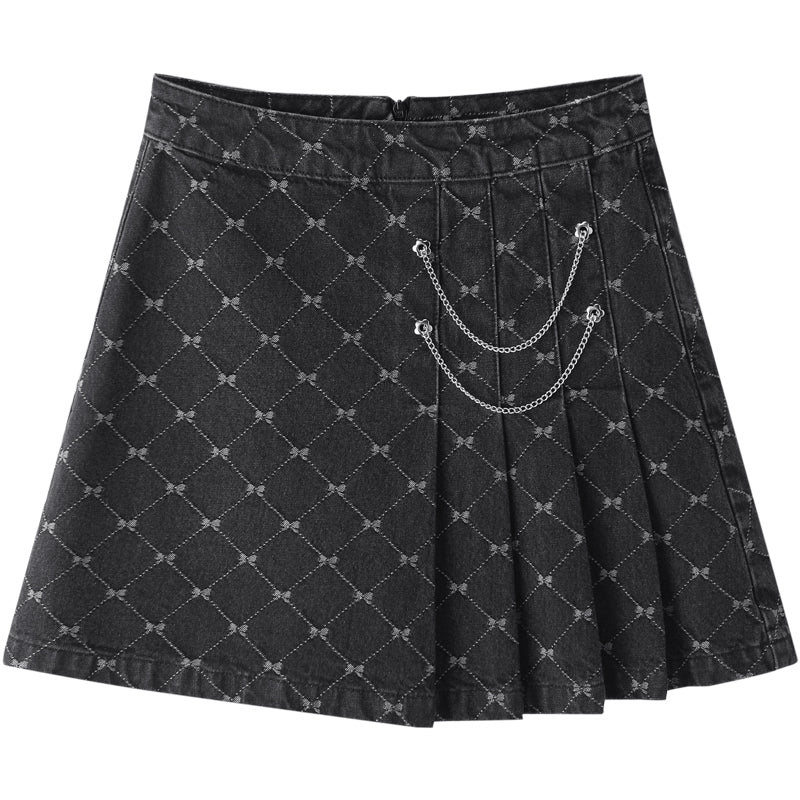 Jacquard Chain Denim Skirt