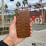 Harrods iPhone X/XS Croc Leather Brown Case