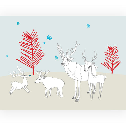 Four Winter Deer Drawn by the Zadeh Graham Family