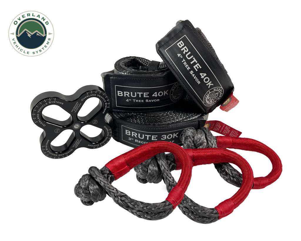 Overland Vehicle Systems R.D.L Recovery Distribution Link, 4" X 8' Tree Savers (2), 5/8" Soft Shackles (3), and 30,000 Tow Strap Combo Kit 19-5079