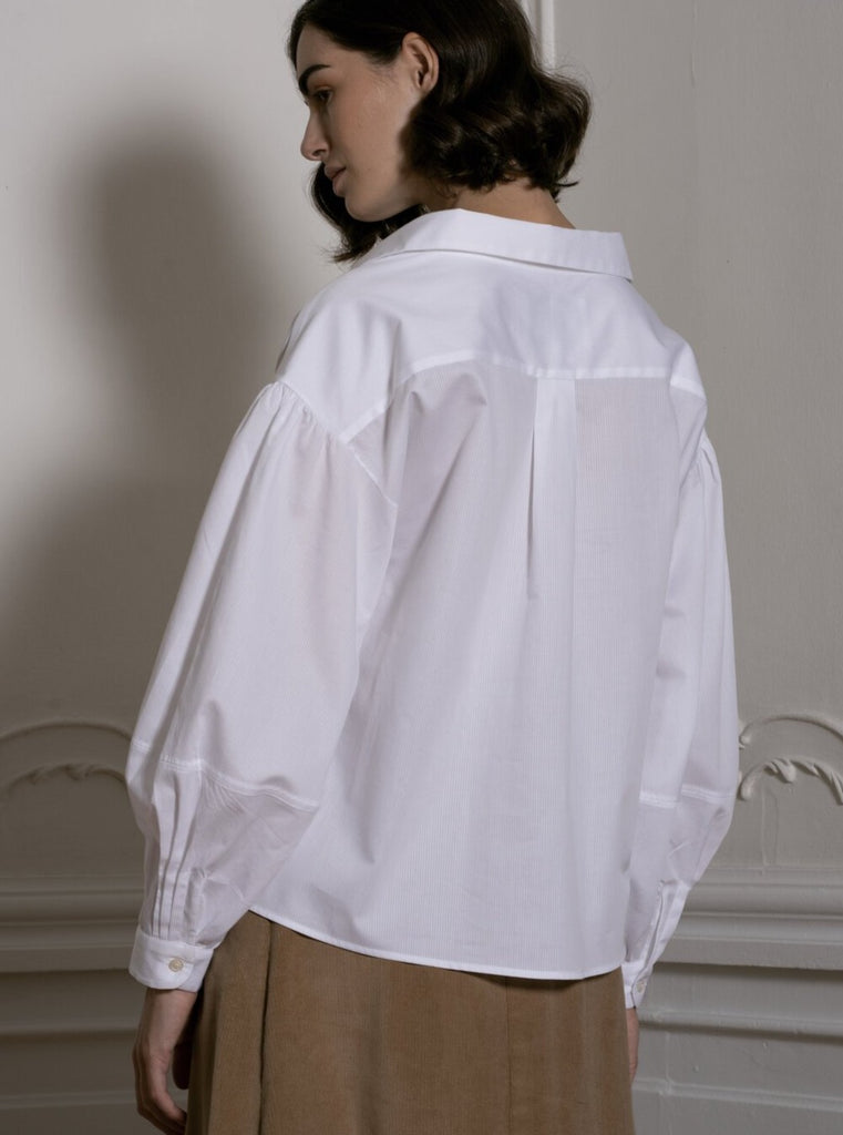 White Shirt With Pleated Detail – Evi Grintela