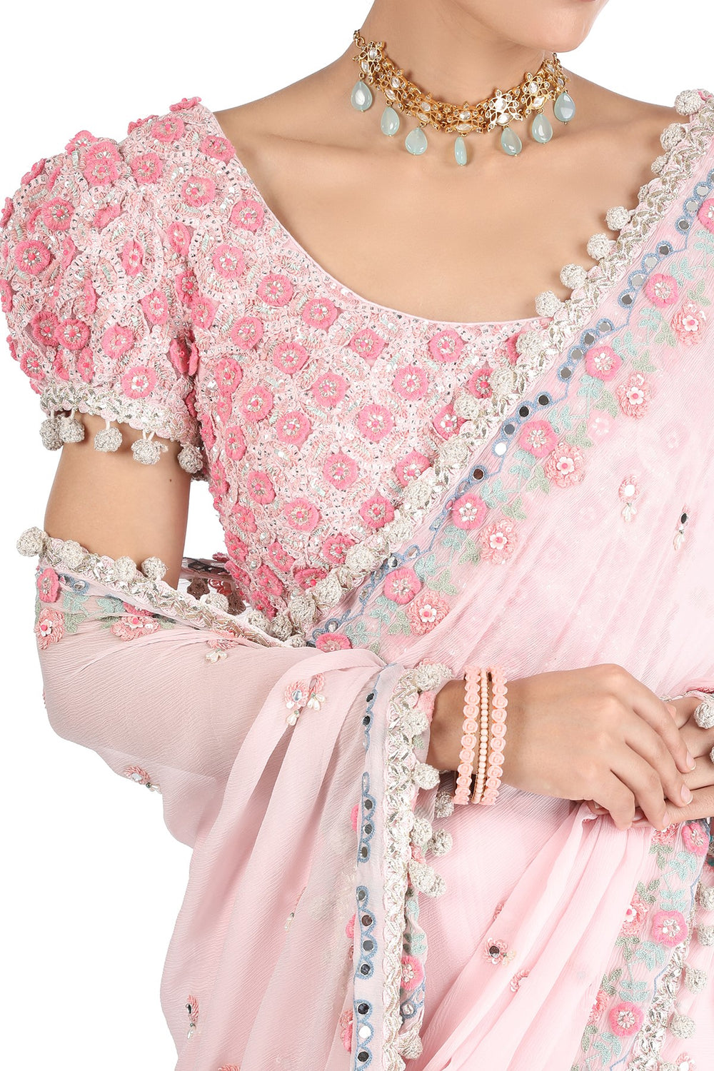 Pink Dandelion Chiffon Saree – Love Summer