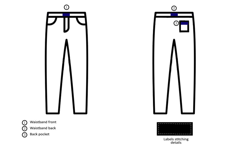 Custom clothing tags sewing position_pants and jeans