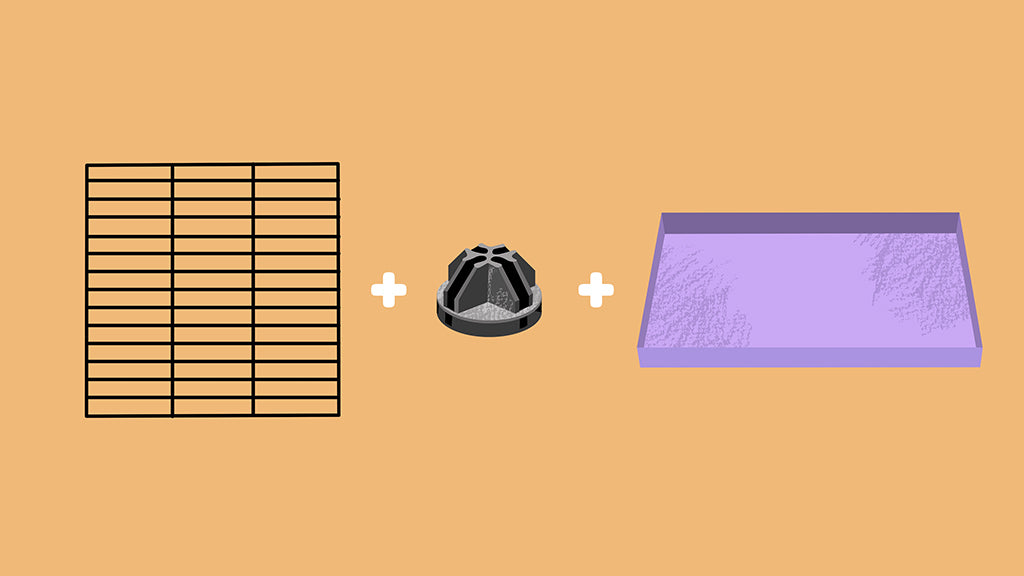  an illustration of kavee c and c cage grid connector and coroplast sheet in lilac