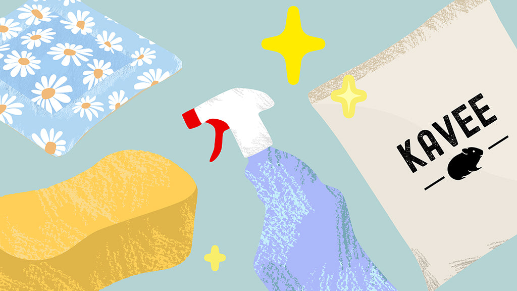 an illustration of kavee c and c laundry cleaner a sponge daisy pee pad