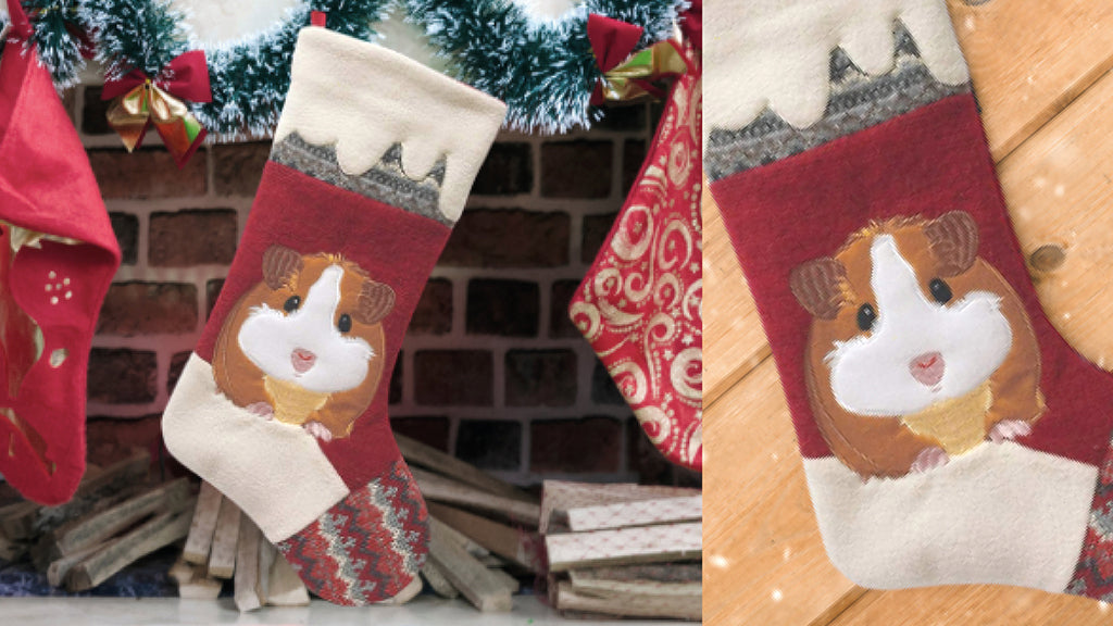 Christmas gifts for guinea pigs... and their humans! Pictured are guinea pig stockings.