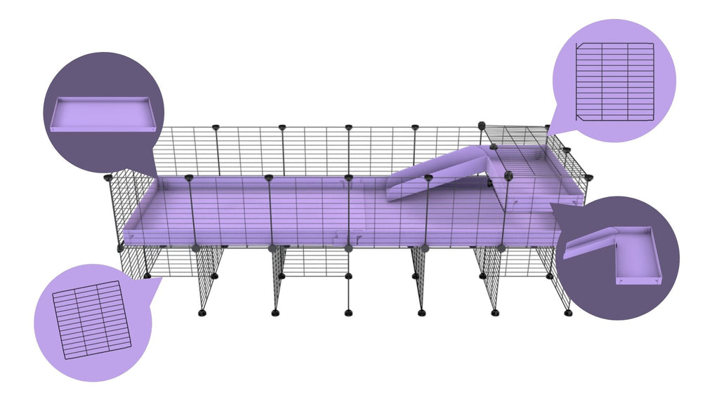 6x2 C&C cage with a stand and loft lilac coroplast for guinea pigs parts to replace