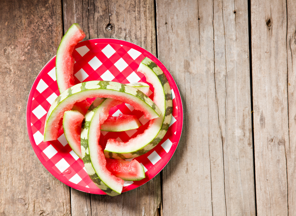 Watermelon rinds on a plate.