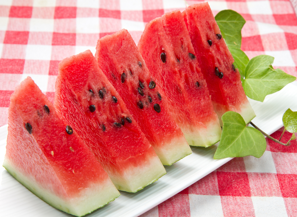 Watermelon slices on a plate.