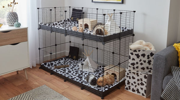 Double 4x2 C&C Kavee cage for guinea pigs built by placing 4x2 C&C cages on top of each other