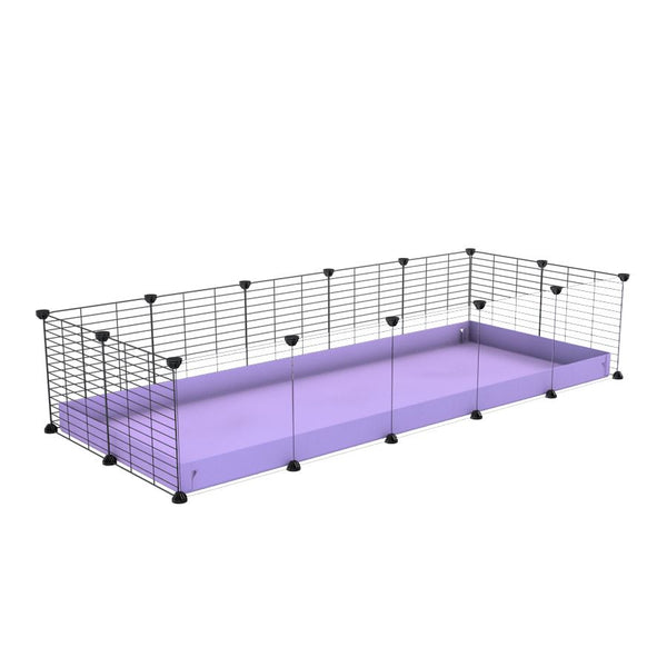 A cheap 5x2 C&C cage with clear transparent perspex acrylic windows  for guinea pig with purple lilac pastel coroplast and baby grids from brand kavee