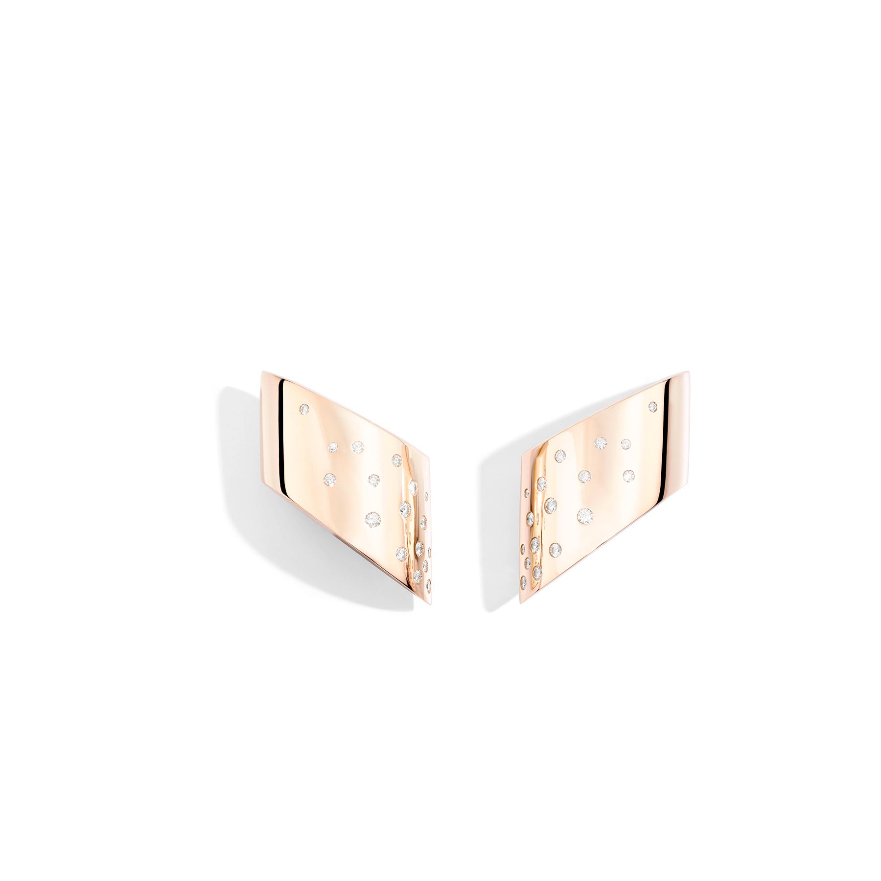 Vague earclips – Rose gold with diamonds