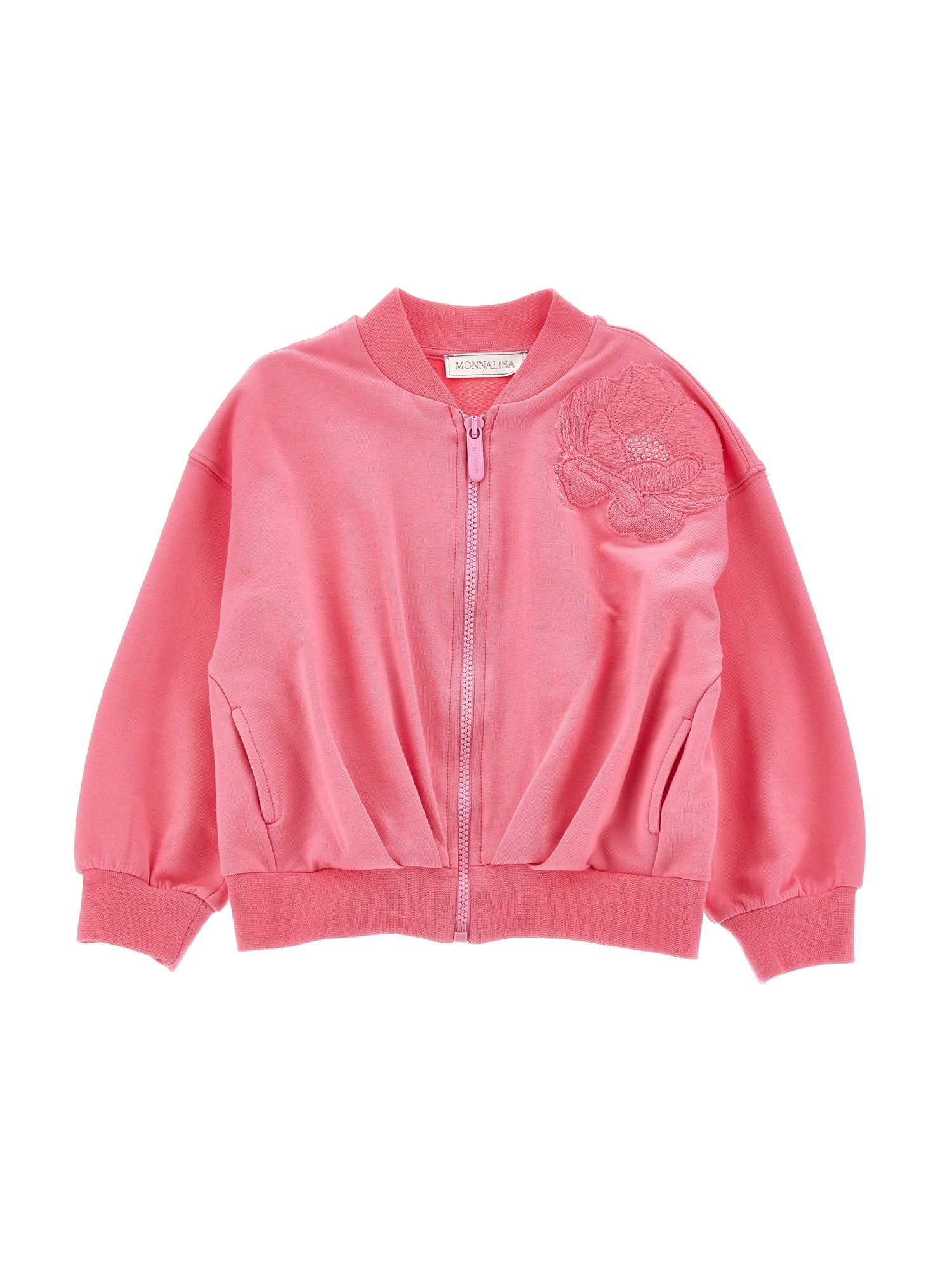 Zip-up sweatshirt with anemone embroidery