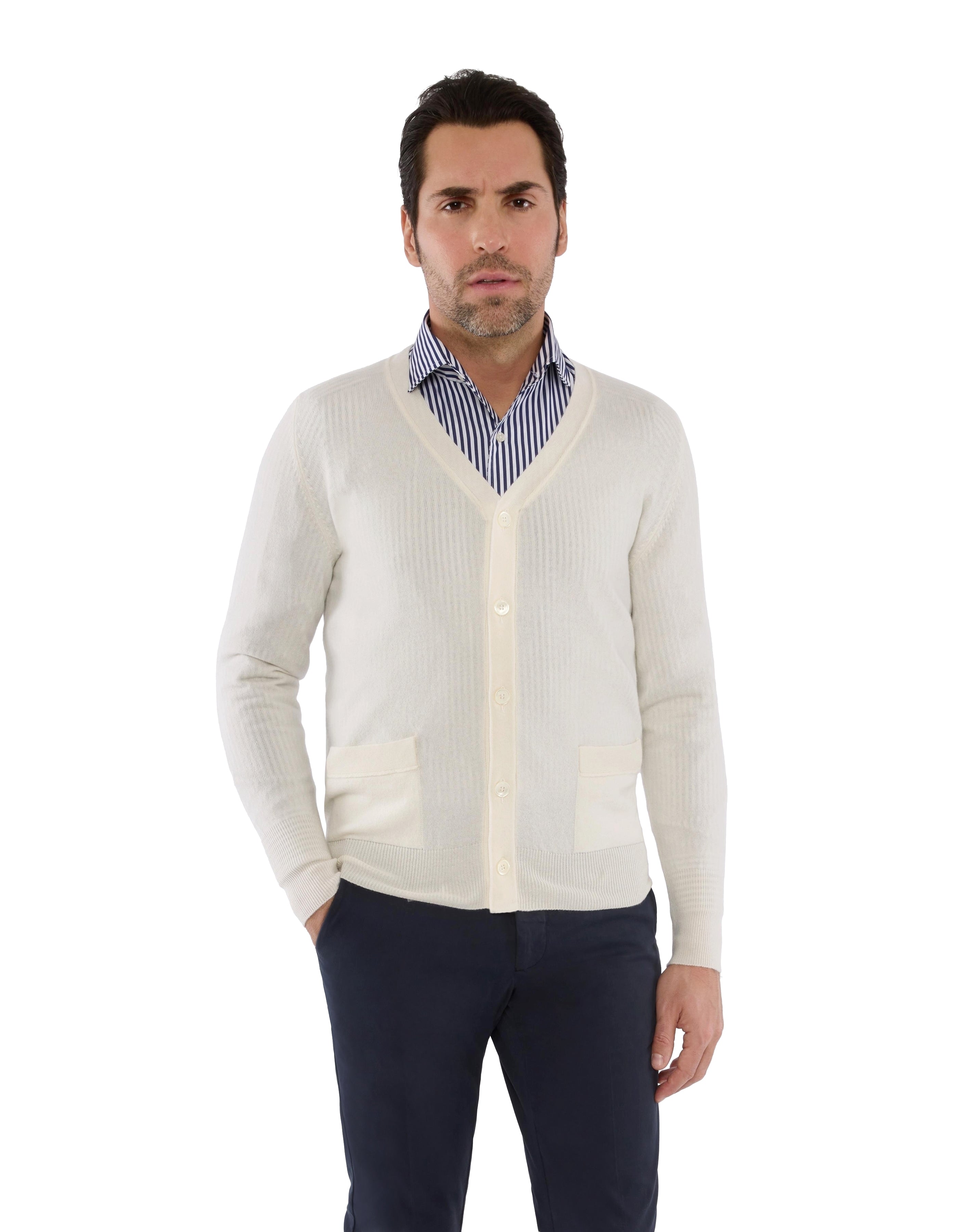 100% ITALIAN CASHMERE SLIM FIT CARDIGAN