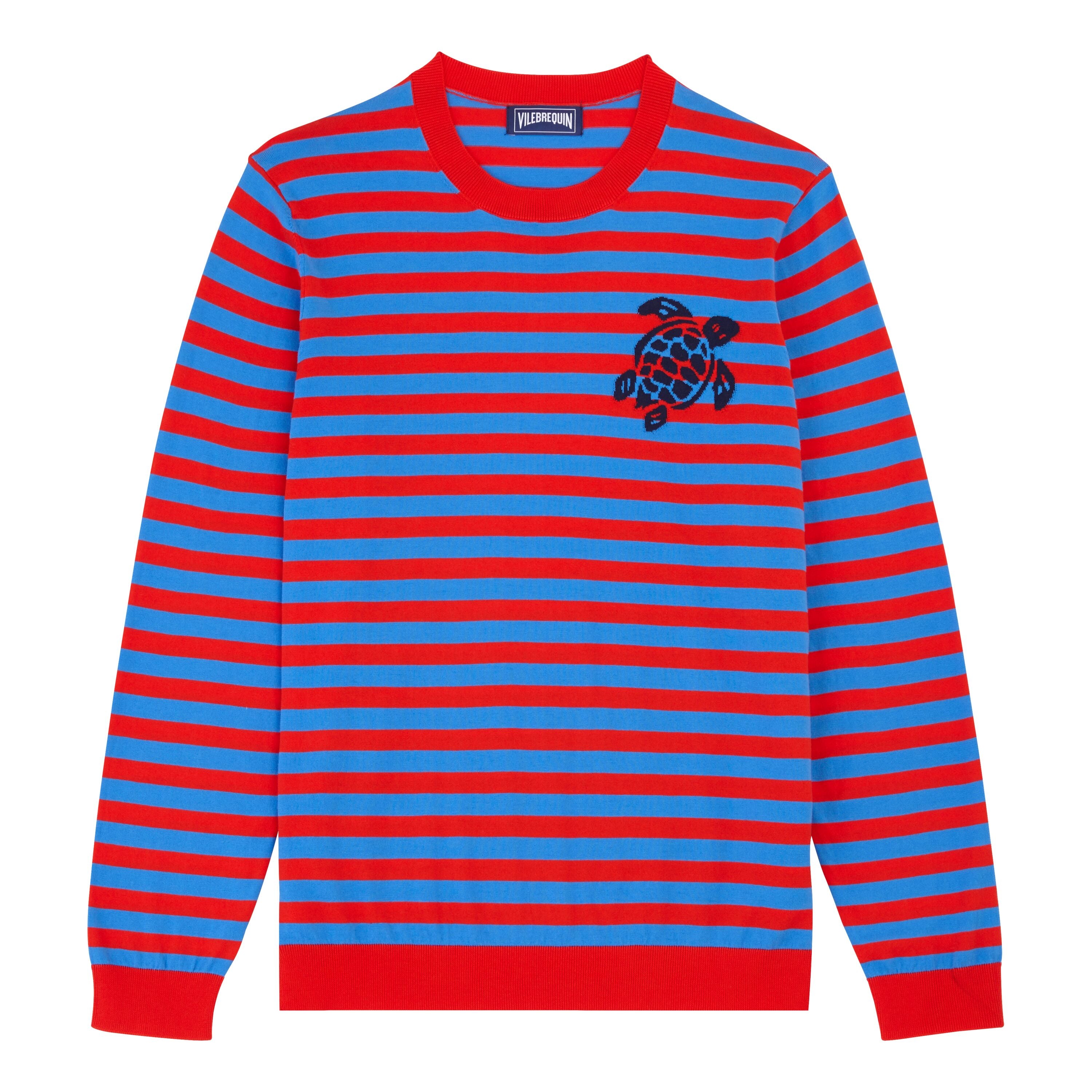 Men Crewneck Striped Cotton Sweater