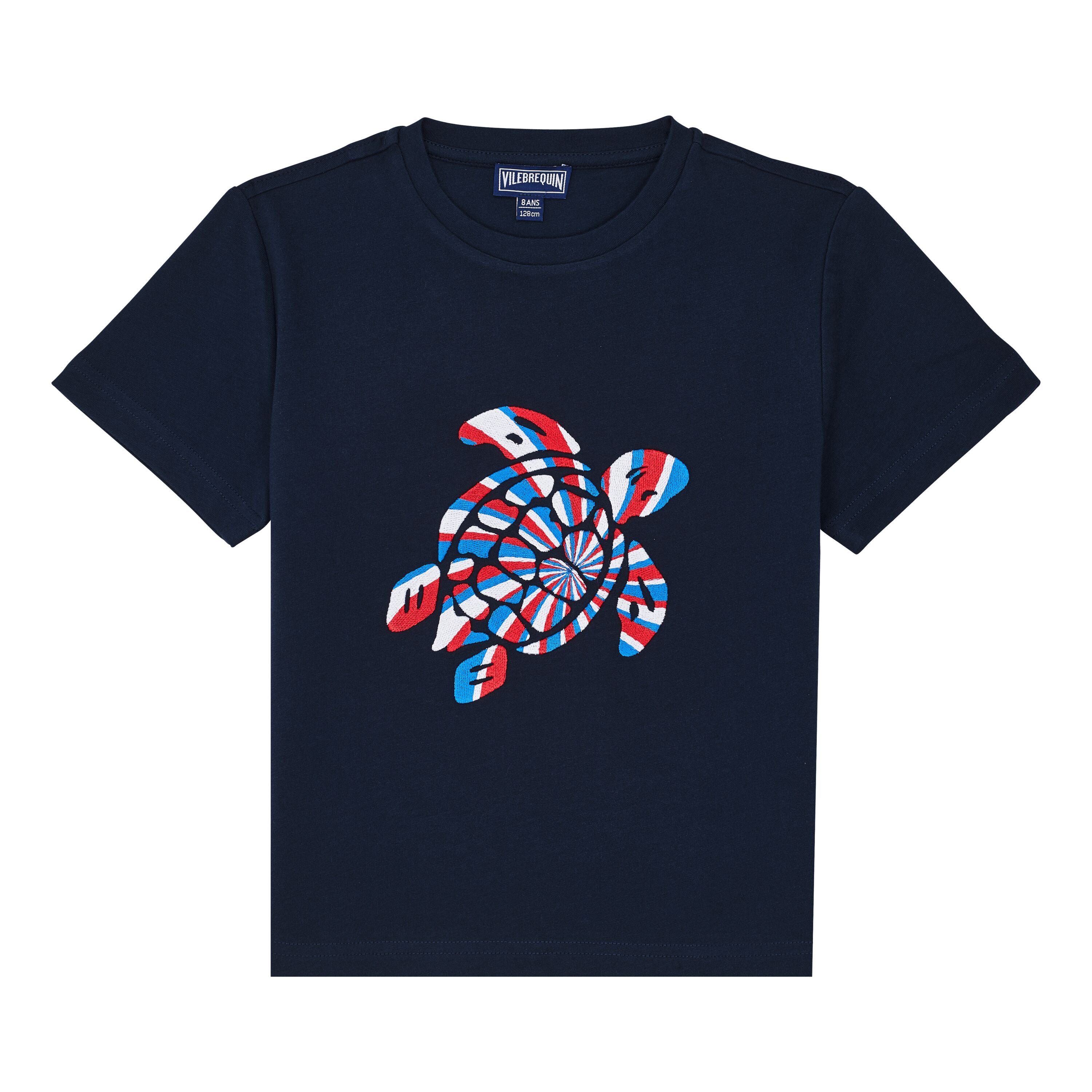 Boys Organic Cotton T-Shirt Placed Embroidered Turtle