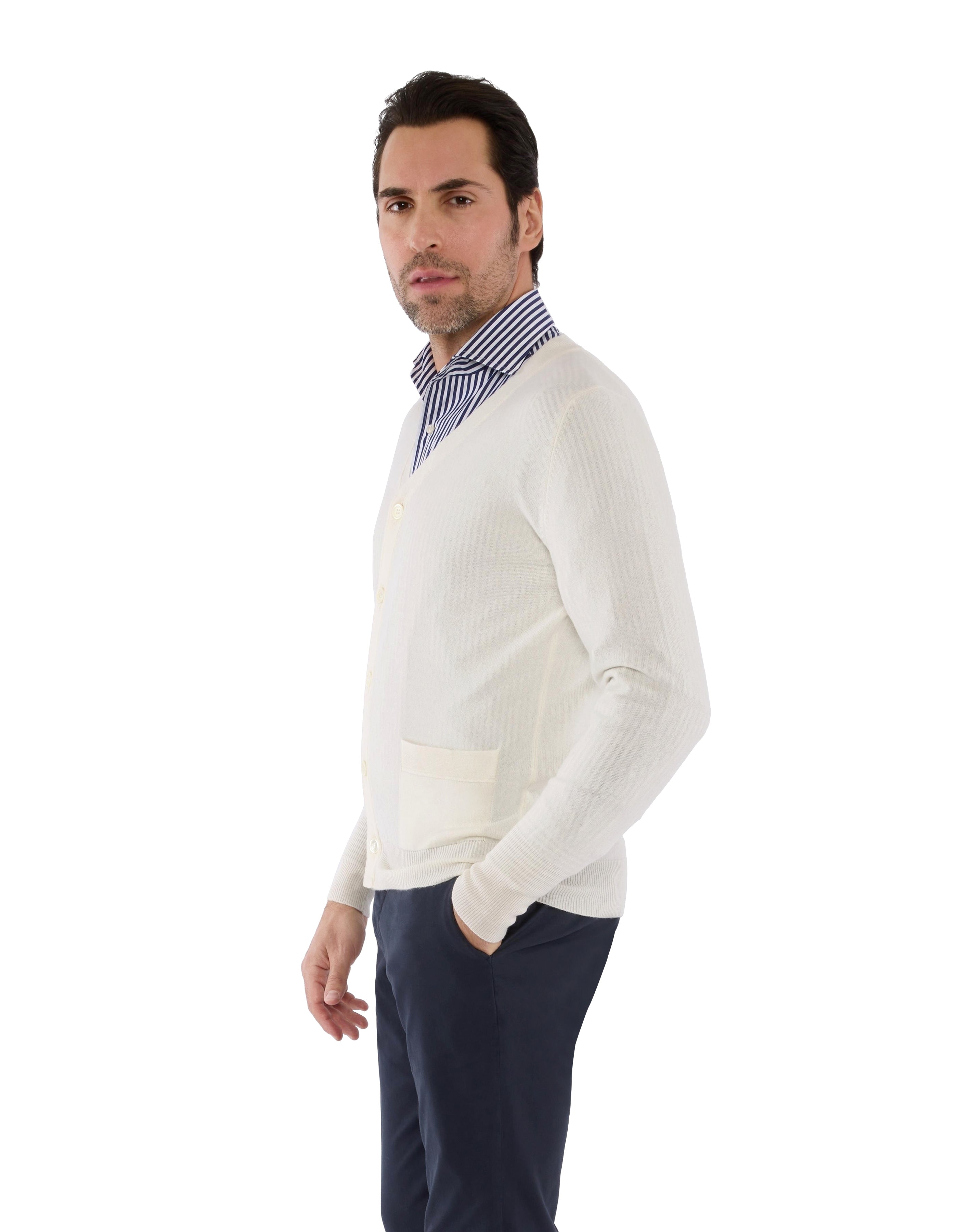 100% ITALIAN CASHMERE SLIM FIT CARDIGAN