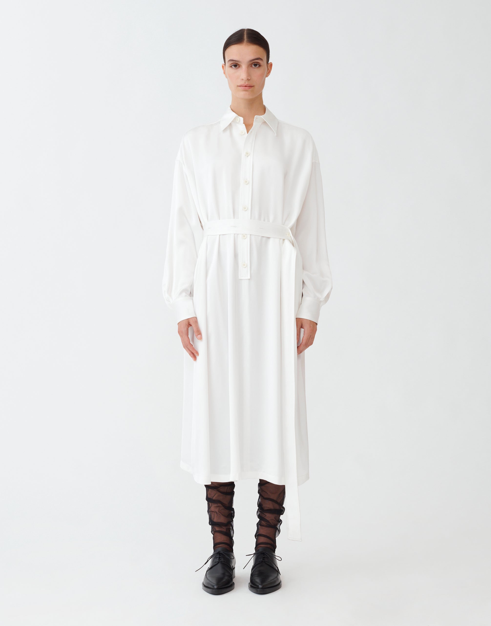 Viscose shirt dress, white