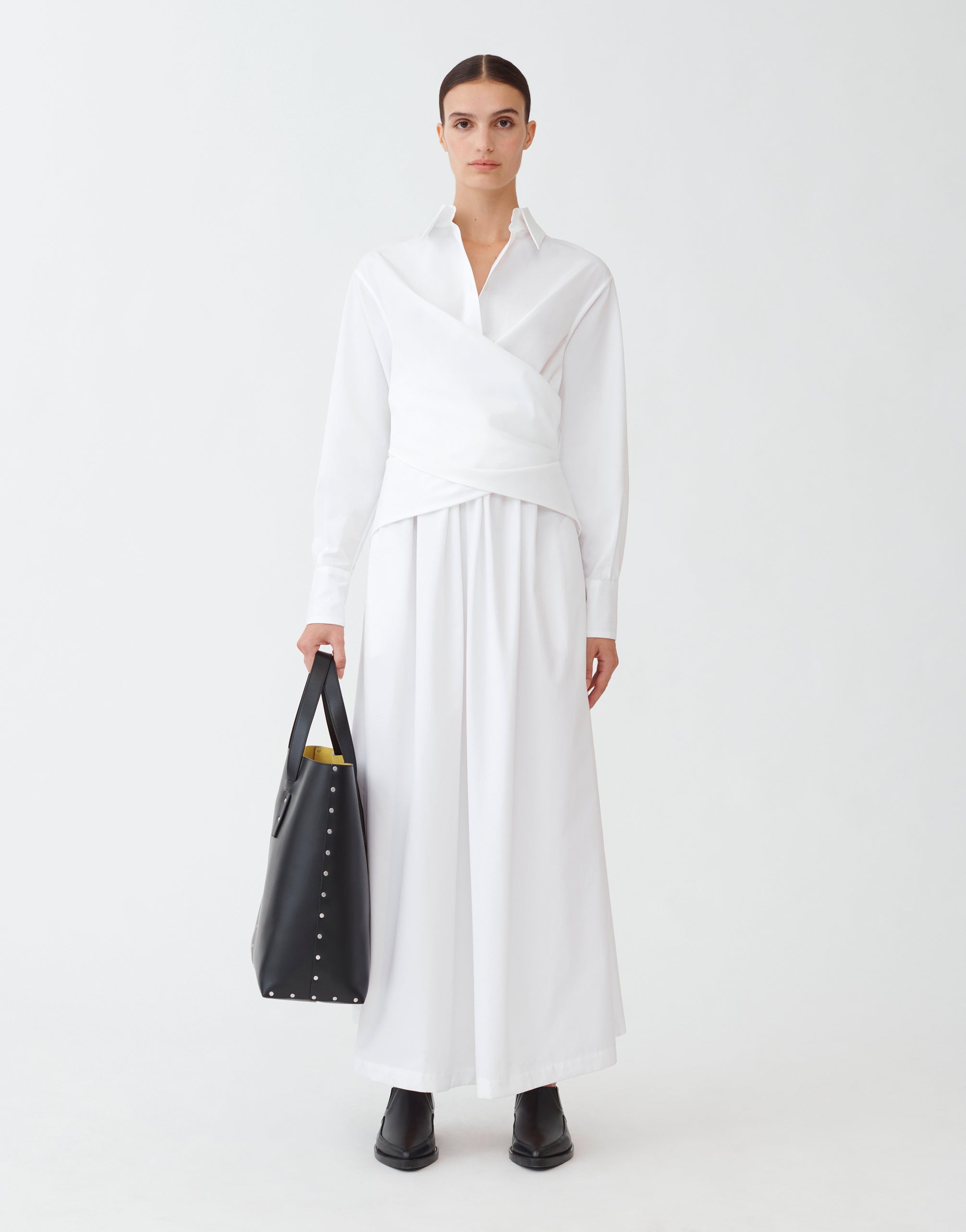 Poplin dress, optical white