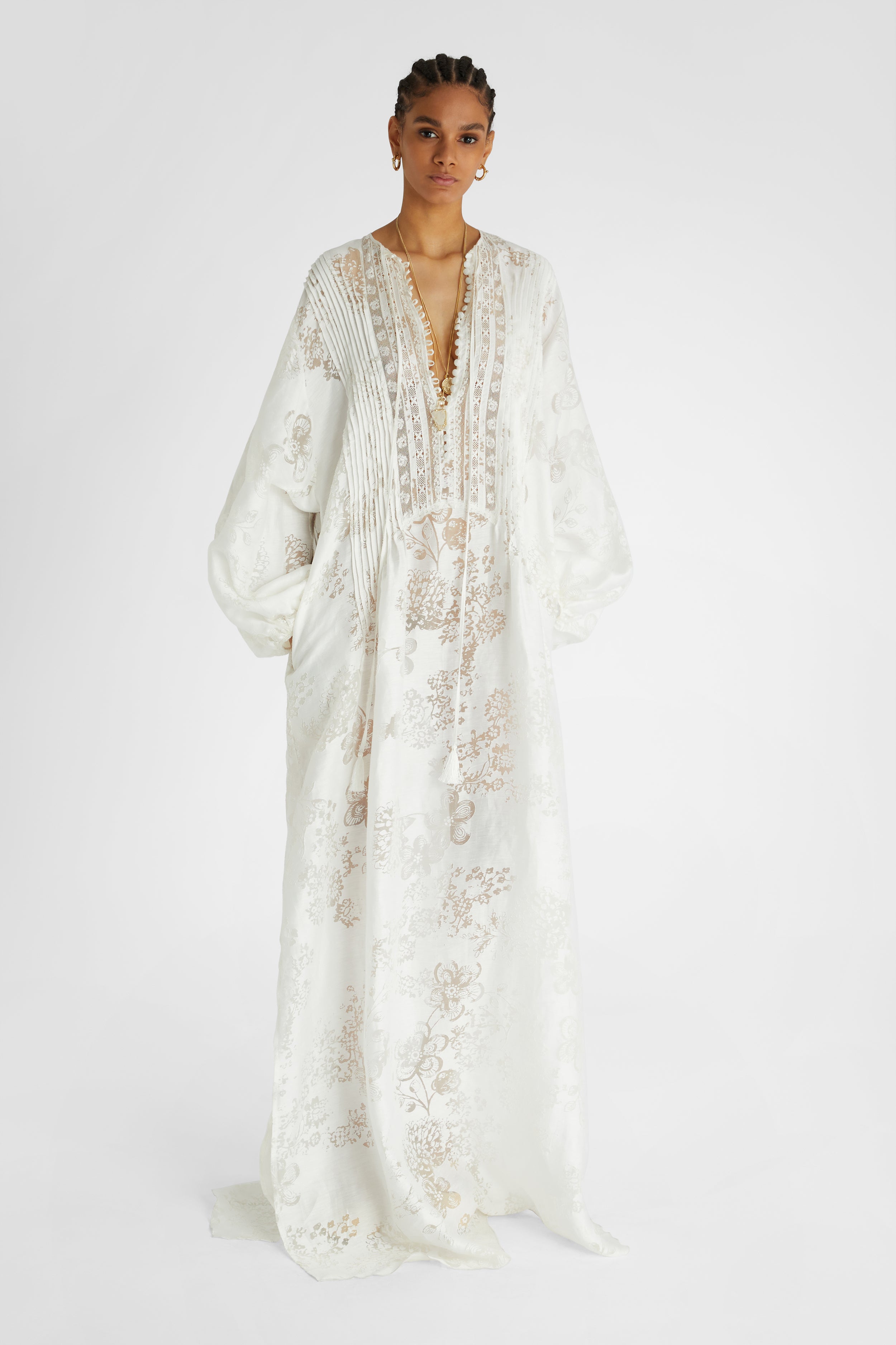 Kaftan dress in devoré