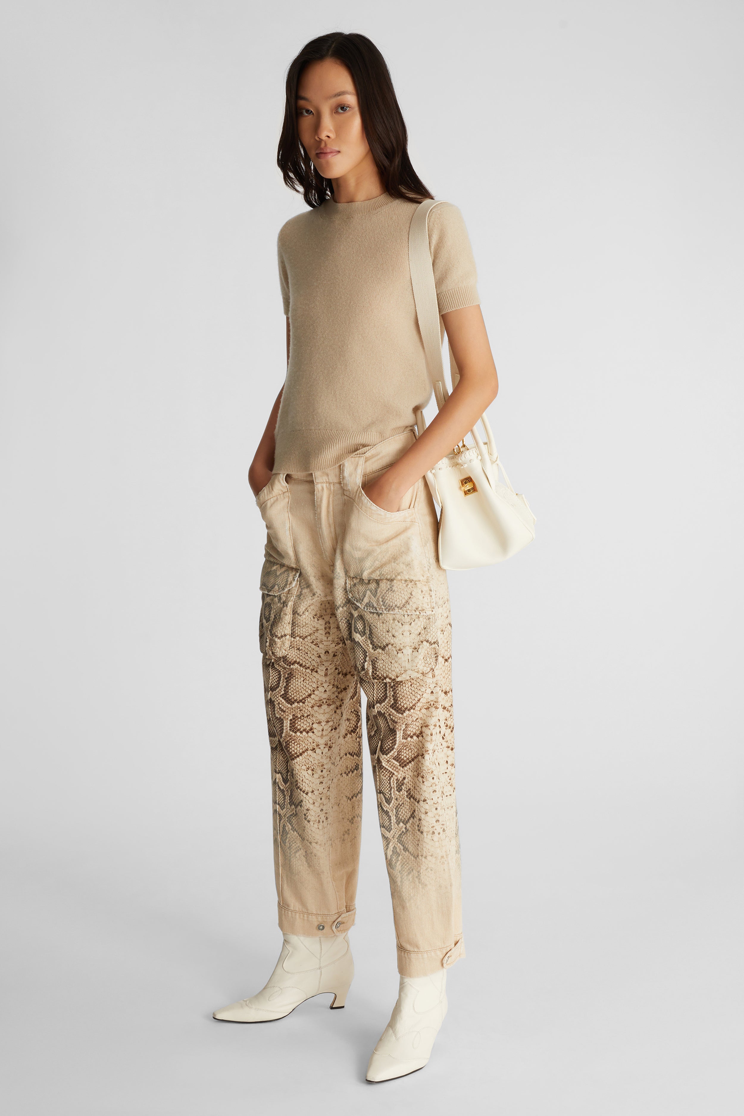 Snake print cargo pants