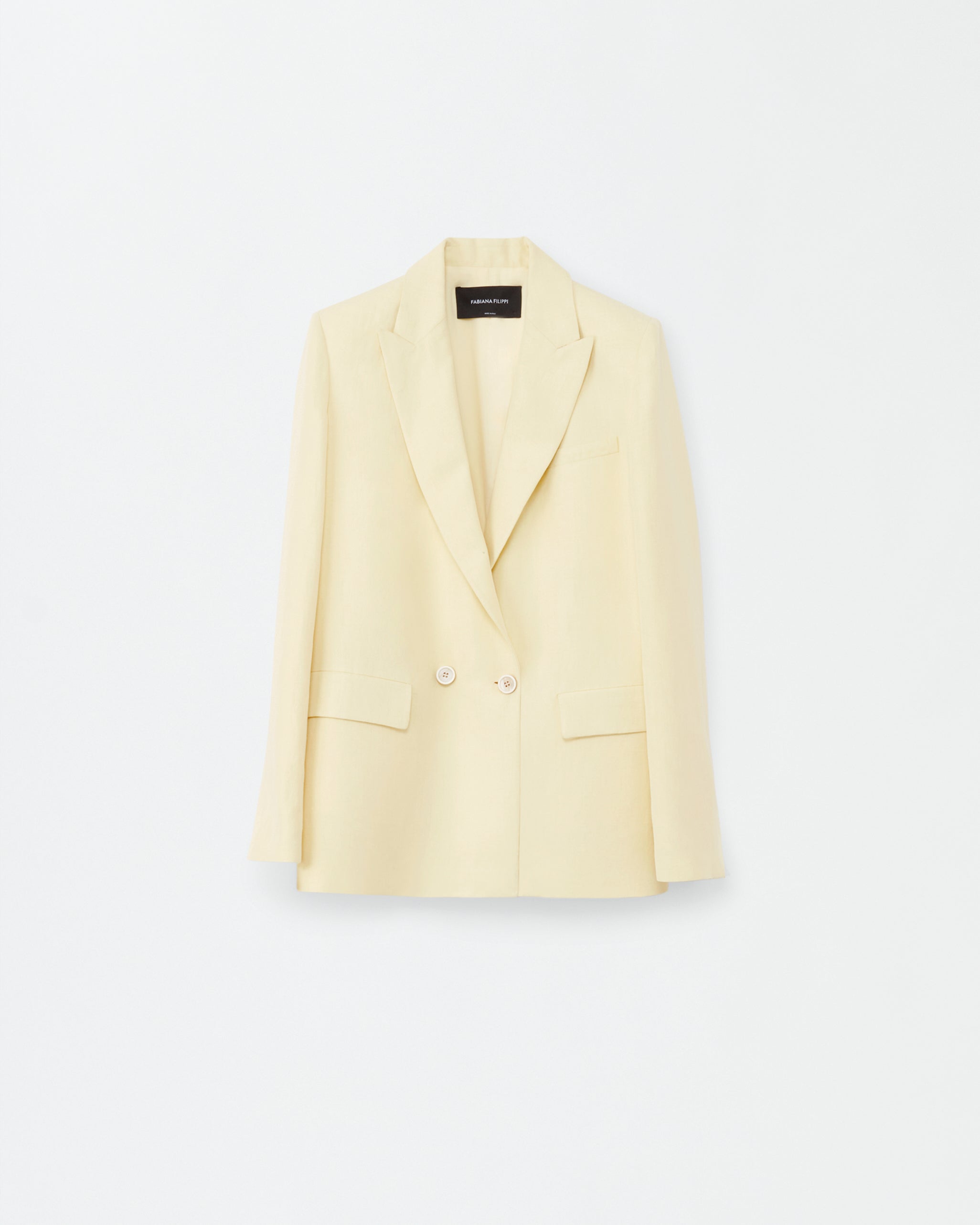 Viscose and linen double-breasted jacket, yellow