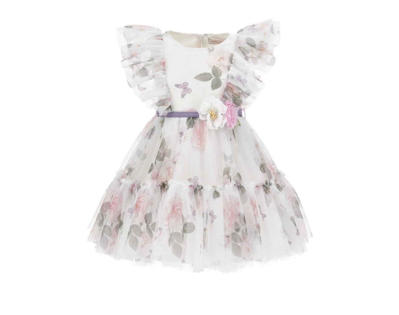 Rose print tulle dress