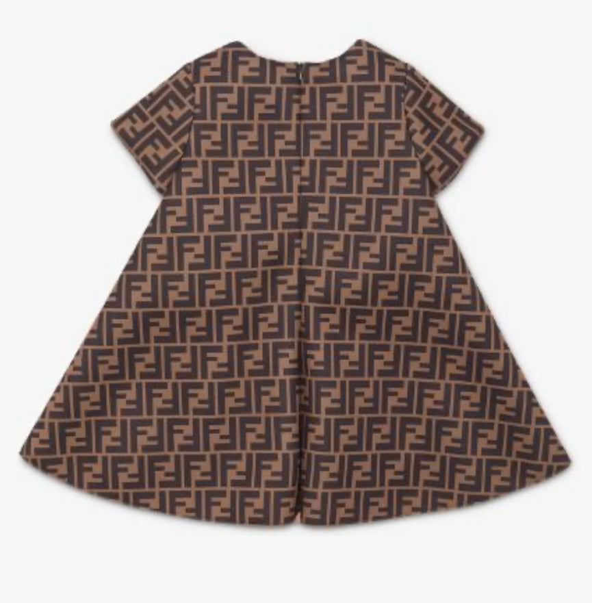 Fendi neoprene dress allover logo print with bows