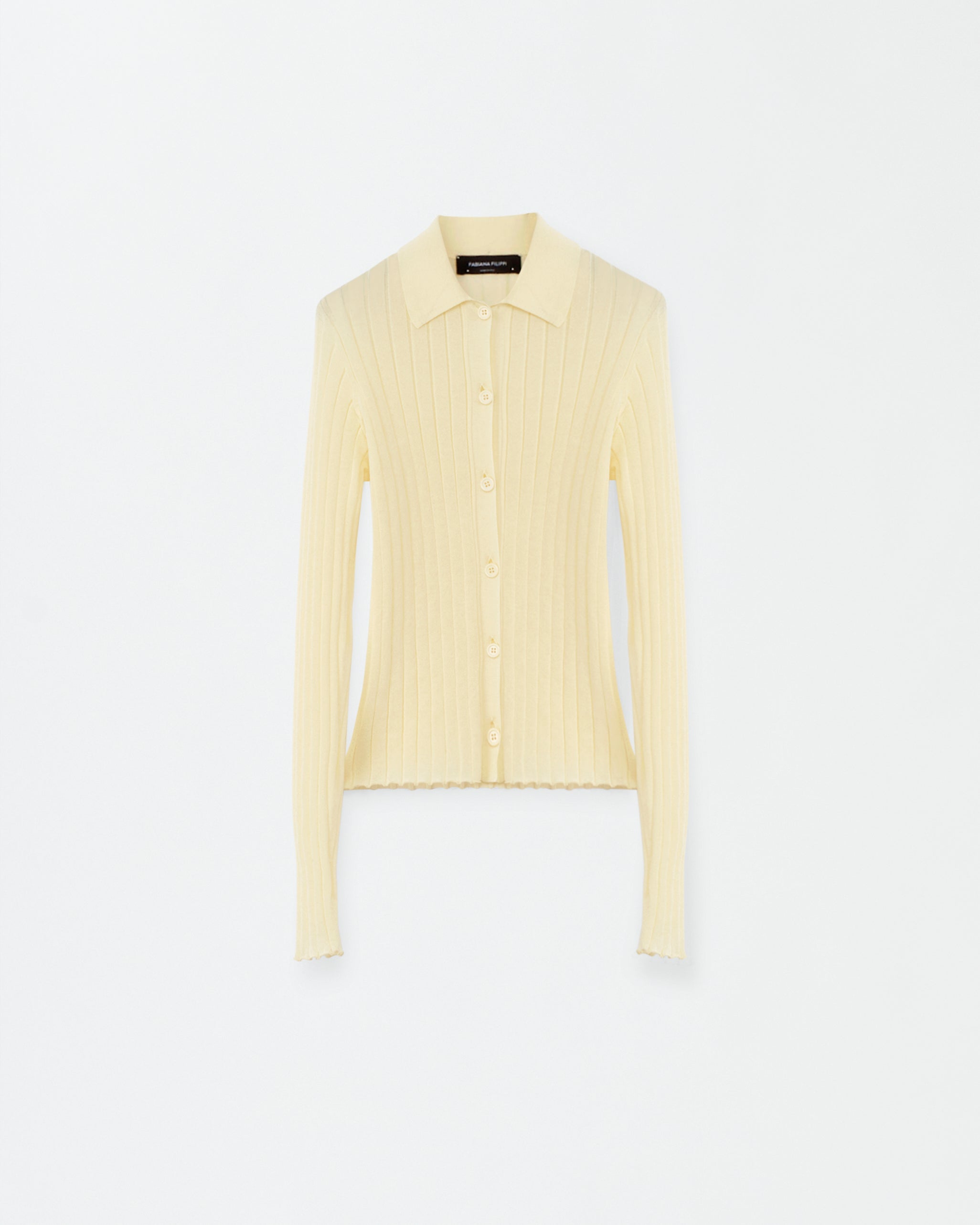 Technical cotton cardigan, yellow