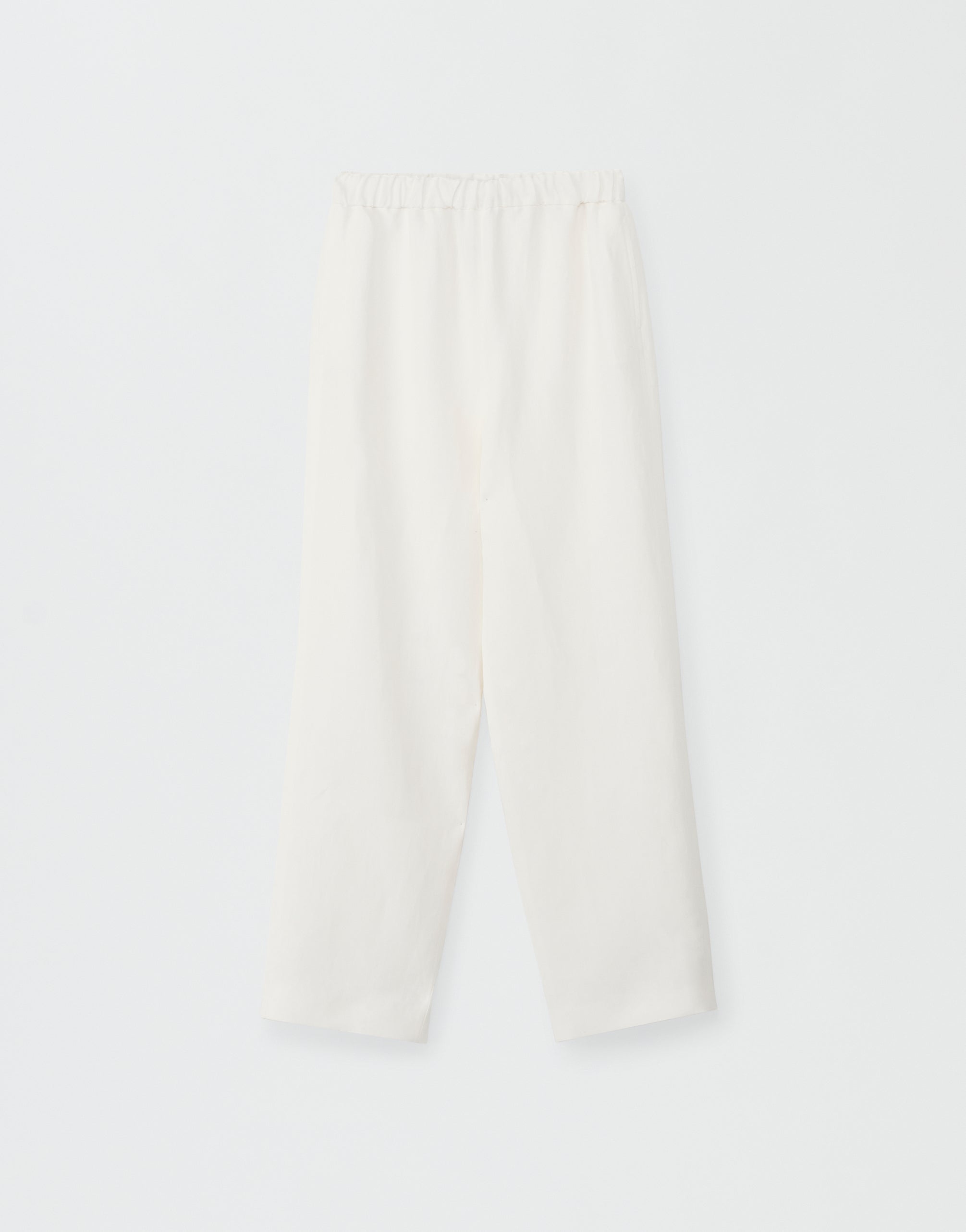 Fluid linen and viscose jogging trousers, white