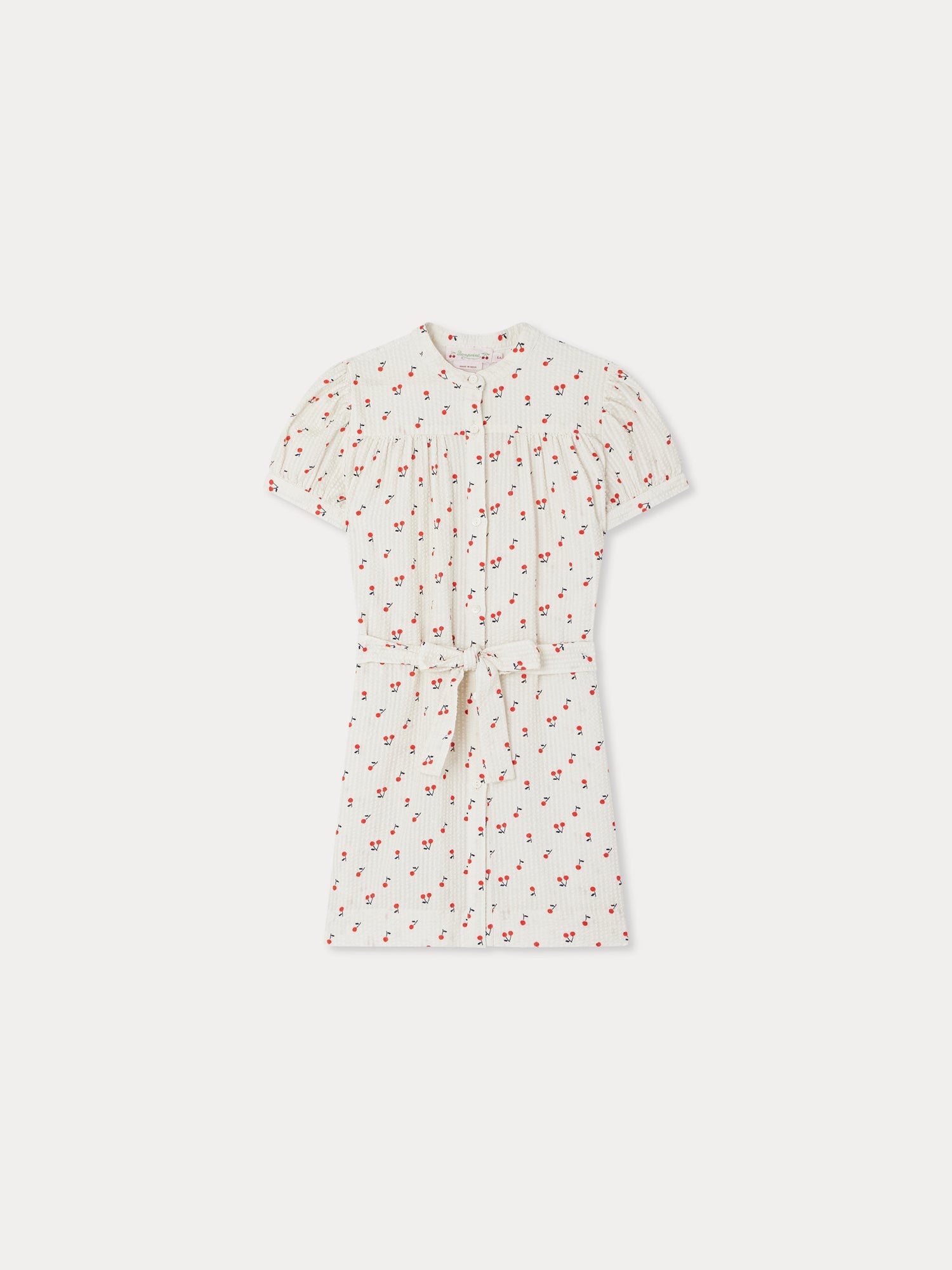 Elorida gathered dress with cherry print