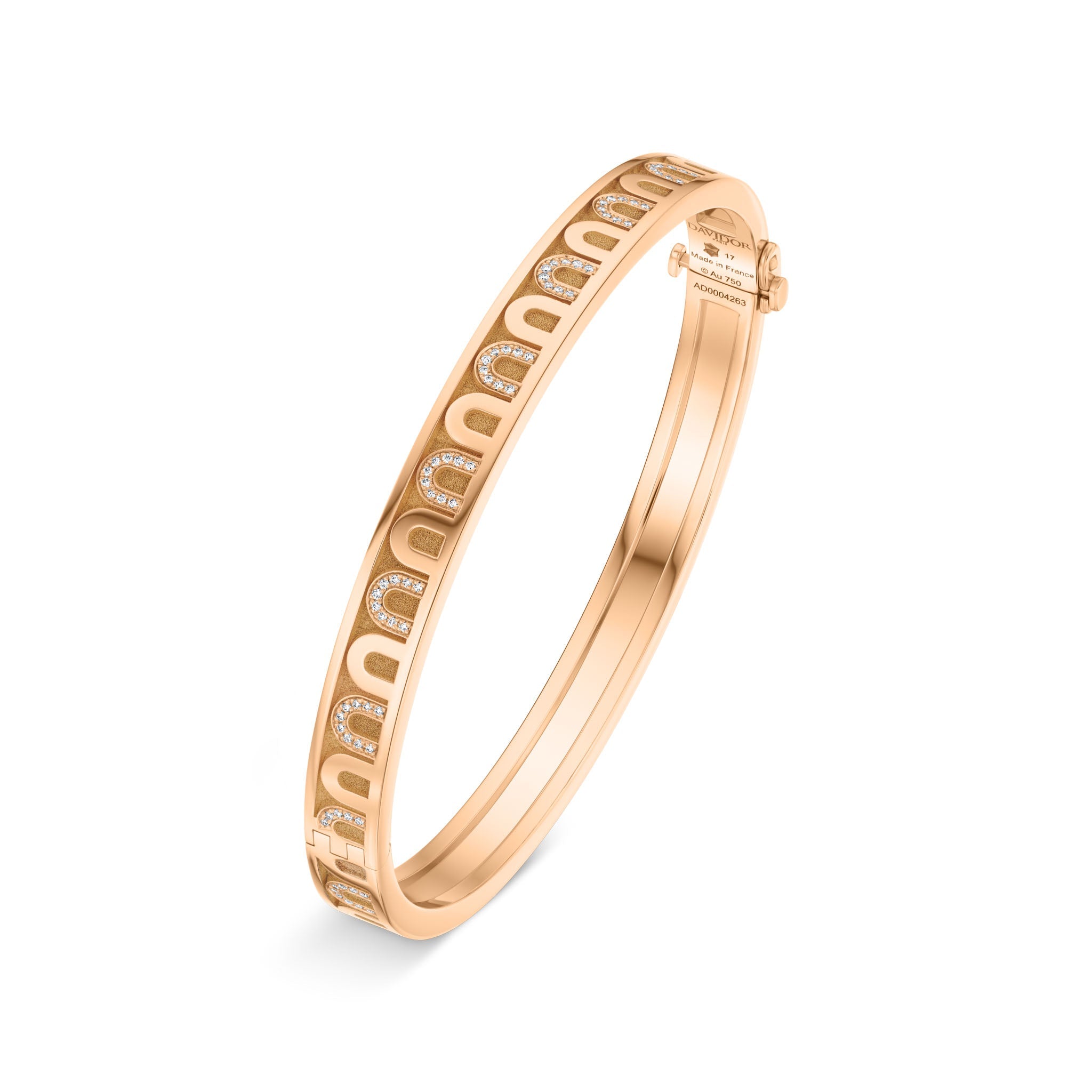 L’Arc de DAVIDOR Bangle PM, 18k Rose Gold with Satin Finish and Colonnato Diamonds