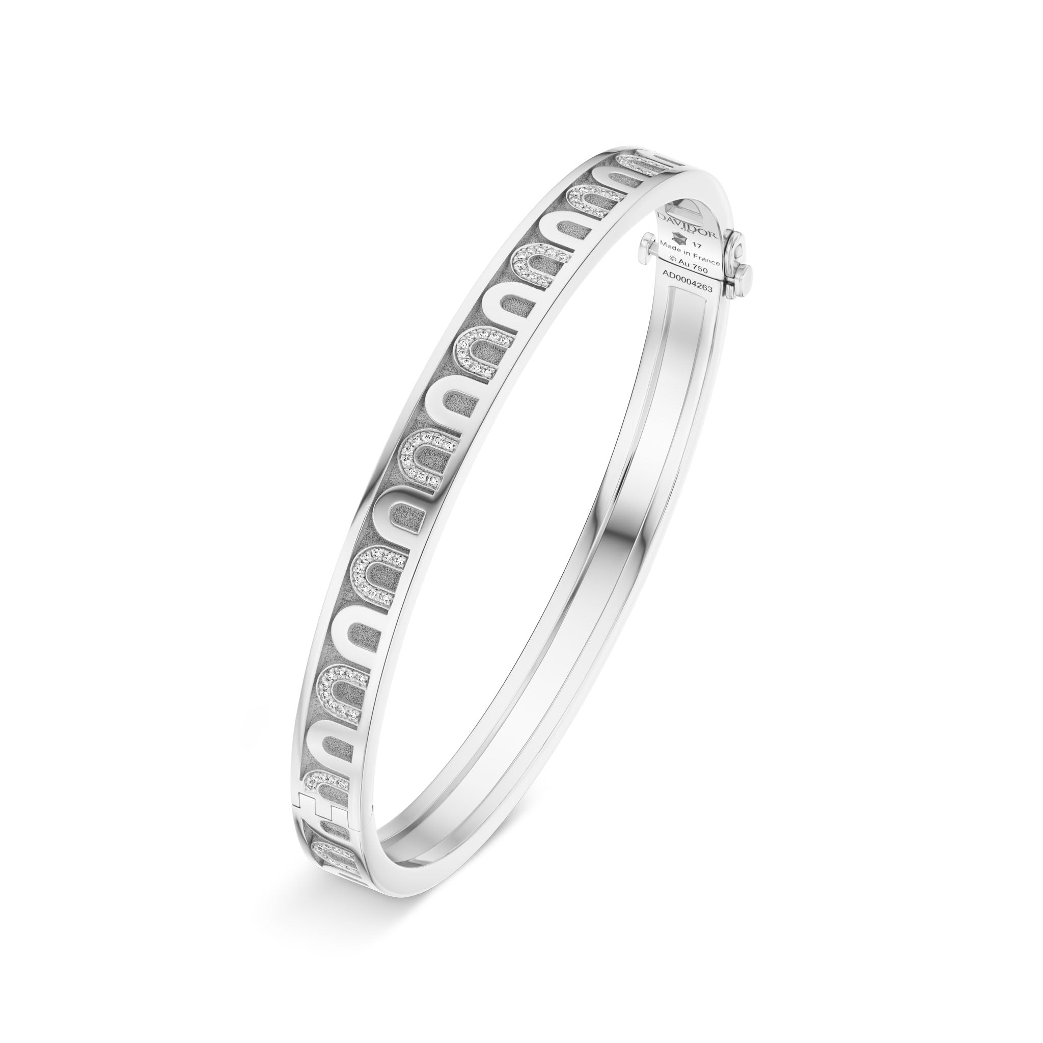 L’Arc de DAVIDOR Bangle PM, 18k White Gold with Satin Finish and Colonnato Diamonds